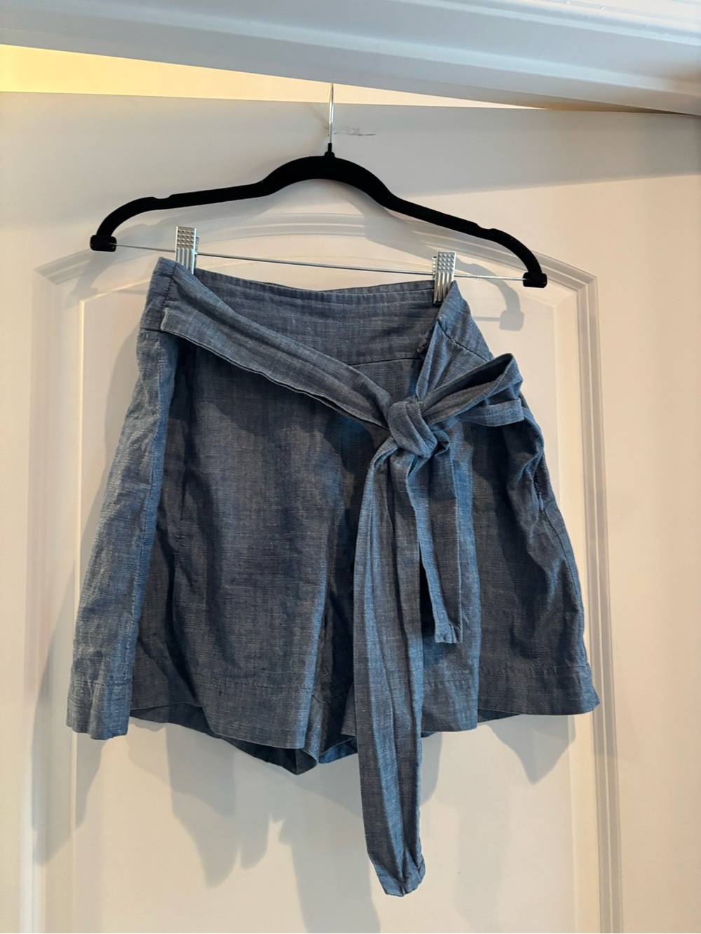 J. Crew Chambray Tie-Waist Skort in Light Blue